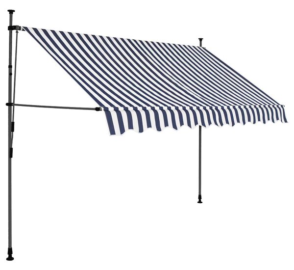 Ručně zatahovací markýza s LED světlem 250 cm modrobílá