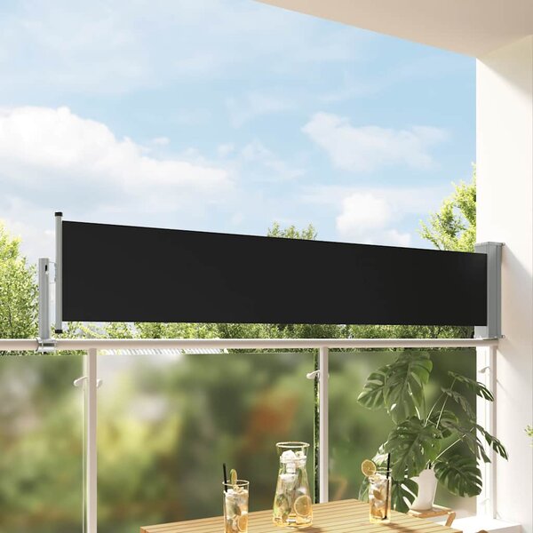 Zatahovací boční markýza / zástěna na terasu 60 x 300 cm černá
