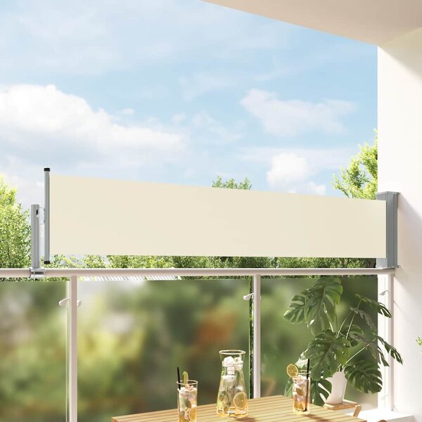Zatahovací boční markýza / zástěna na terasu 60x300 cm krémová