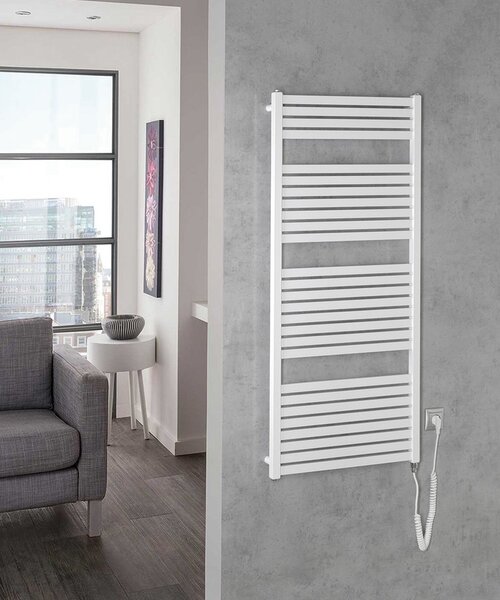 Aqualine Aqualine, TONDI-E elektrické topné těleso, rovné, 600x1330 mm, 600W, bílá, DE480T
