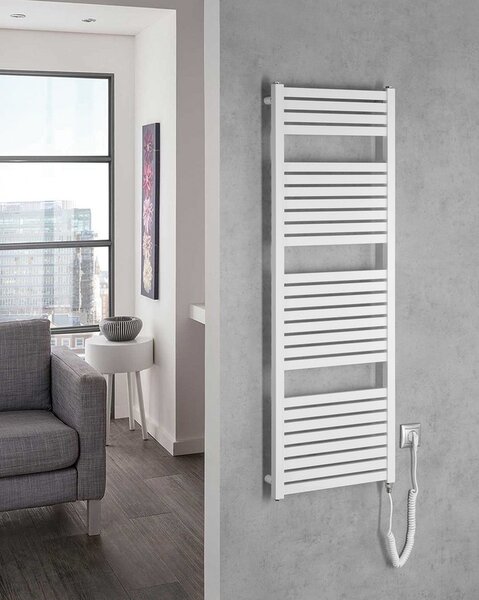 Aqualine Aqualine, TONDI-E elektrické topné těleso, rovné, 450x1330 mm, 500W, bílá, DE470T