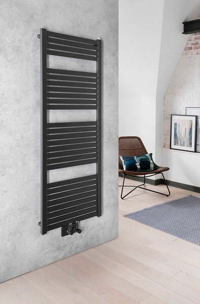 Aqualine Aqualine, TONDI topné těleso 450x1330 mm, středové připojení, černá matná, DT476T