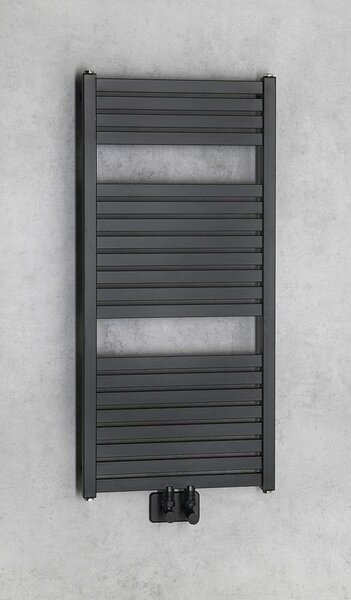Aqualine Aqualine, TONDI topné těleso 450x970 mm, středové připojení, černá matná, DT456T