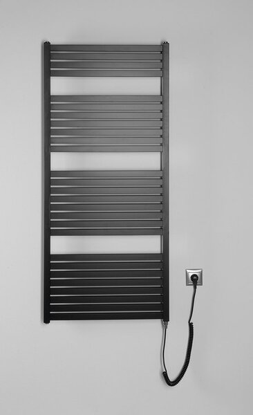 Aqualine Sapho, TONDI-E elektrické topné těleso, rovné, 600x1330 mm, 600W, černá matná