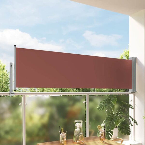 Zatahovací boční markýza / zástěna na terasu 80 x 300 cm hnědá
