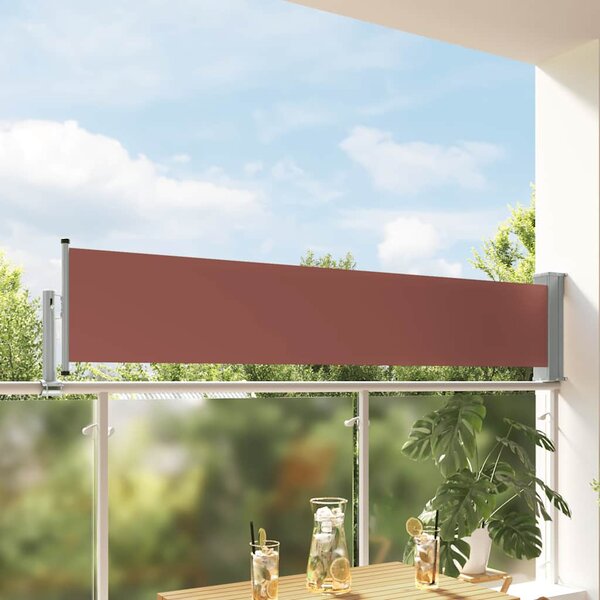 Zatahovací boční markýza / zástěna na terasu 60 x 300 cm hnědá