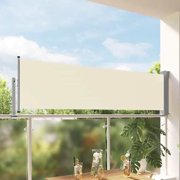 Zatahovací boční markýza / zástěna na terasu 80x300 cm krémová