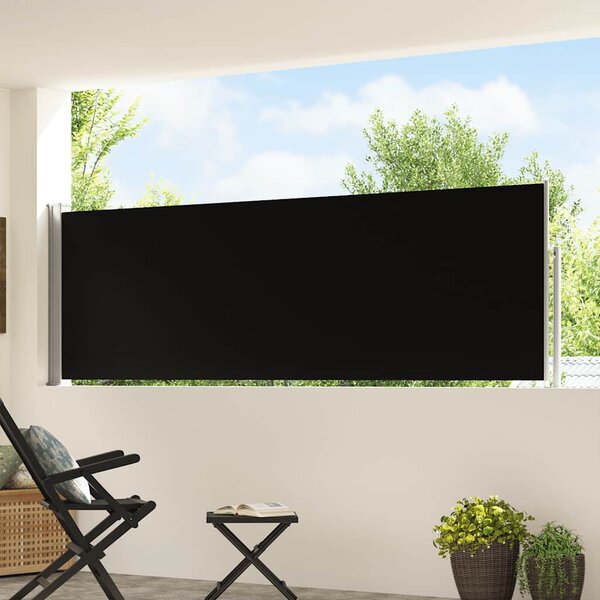 Zatahovací boční markýza/zástěna na terasu 100 x 500 cm černá
