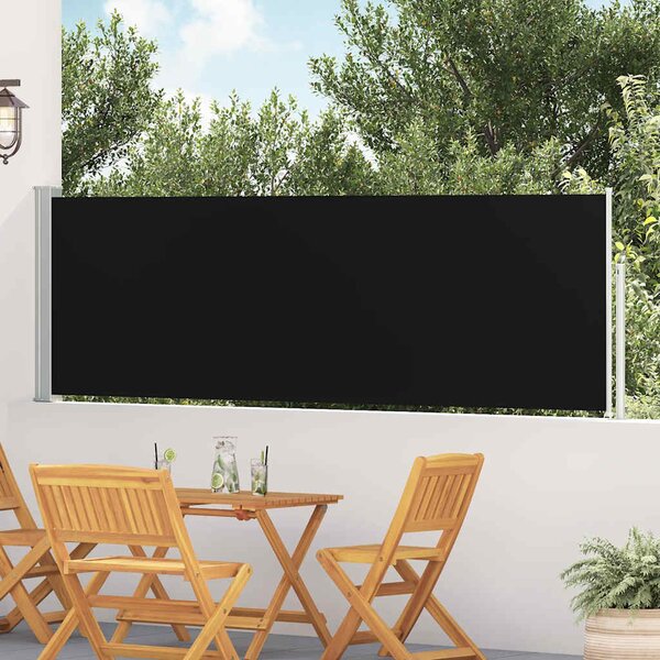 Zatahovací boční markýza/zástěna na terasu 100 x 500 cm černá