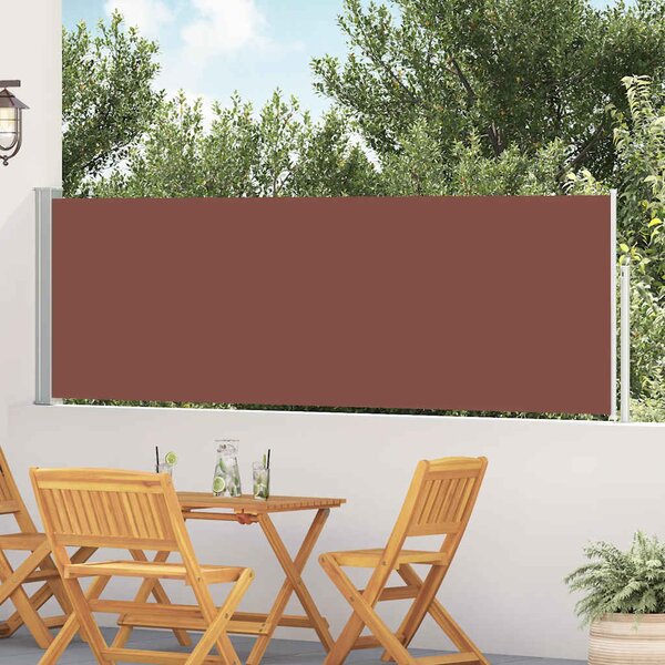 Zatahovací boční markýza/zástěna na terasu 100 x 500 cm hnědá