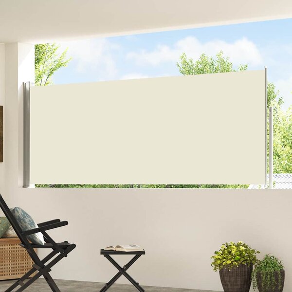 Zatahovací boční markýza/zástěna na terasu 120 x 500 cm krémová