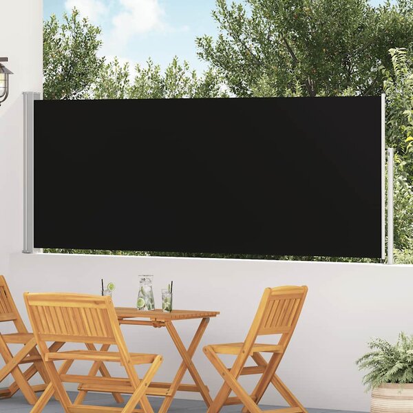 Zatahovací boční markýza/zástěna na terasu 120 x 500 cm černá
