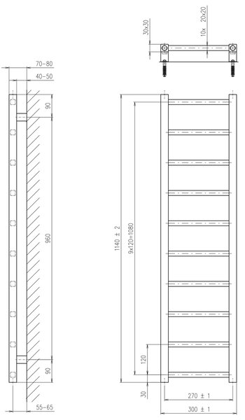 Sapho Sapho, MAKRO LIGHT topné těleso 300x1140mm, chrom