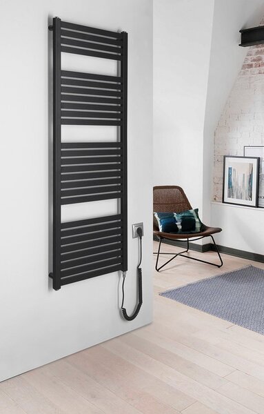 Aqualine Sapho, TONDI-E elektrické topné těleso, rovné, 450x1330 mm, 500W, černá matná