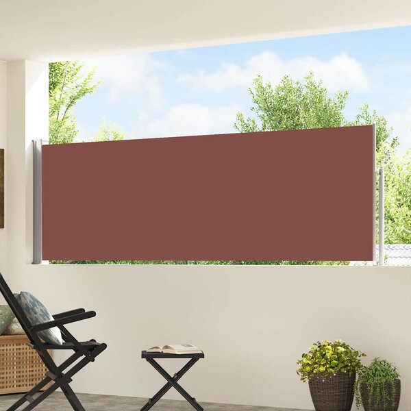 Zatahovací boční markýza/zástěna na terasu 100 x 500 cm hnědá
