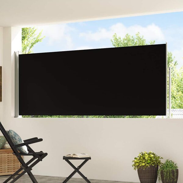 Zatahovací boční markýza/zástěna na terasu 120 x 500 cm černá
