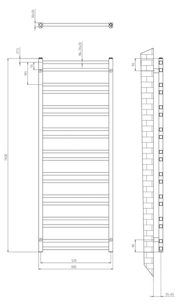 Sapho Sapho, MAKRO DOS topné těleso 550x1430 mm, černá mat, IR430TB