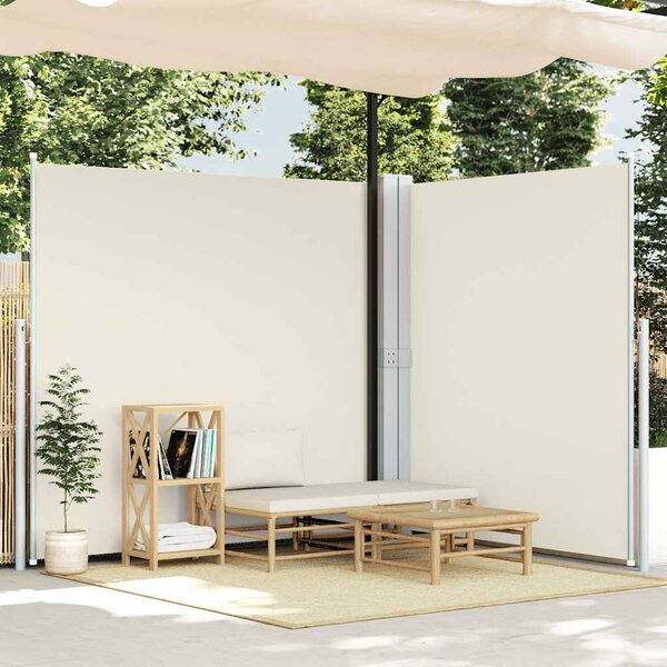 Oboustranná zatahovací boční markýza 170 x 600 cm krémová