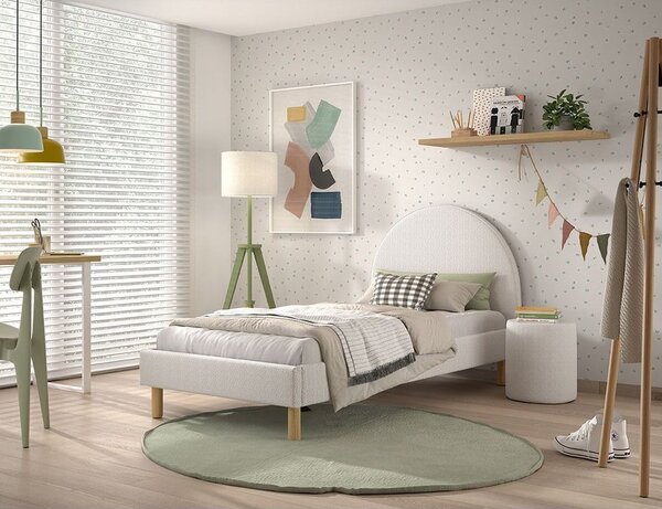 Bílá čalouněná jednolůžková postel s roštem 90x200 cm MOON – Vipack
