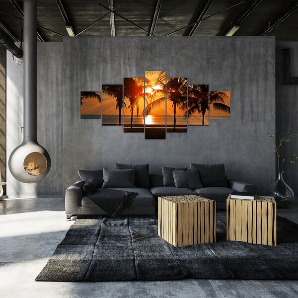 Obraz palmy v západu slunce (210x100 cm)