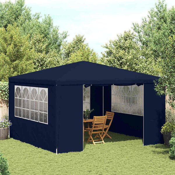 Profesionální party stan s bočnicemi 4 x 4 m modrý 90 g/m²