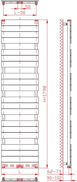 Thermal Trend D 450 x 1798 kombinovaný topný žebřík D 450/1798