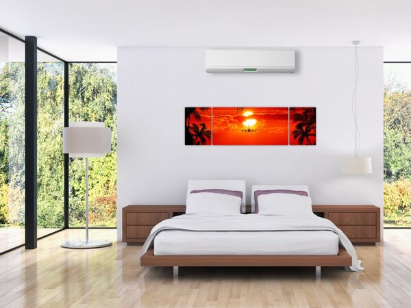 Obraz - západ slunce s letadlem (170x50 cm)