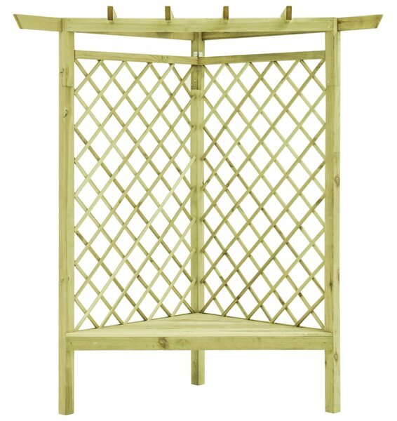 Rohová pergola s lavicí 130x130x197 cm impregnovaná borovice