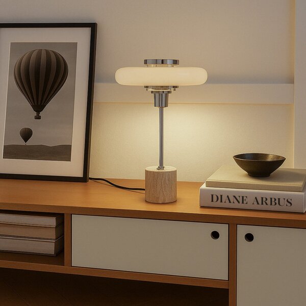 Stolní lampa Lindby, Branford, Béžová, Obývací pokoj, Kov, Vintage