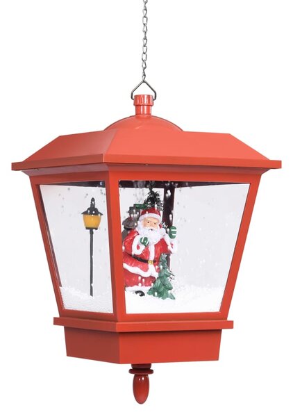 Vánoční závěsná lampa LED světlo a Santa červená 27x27x45 cm