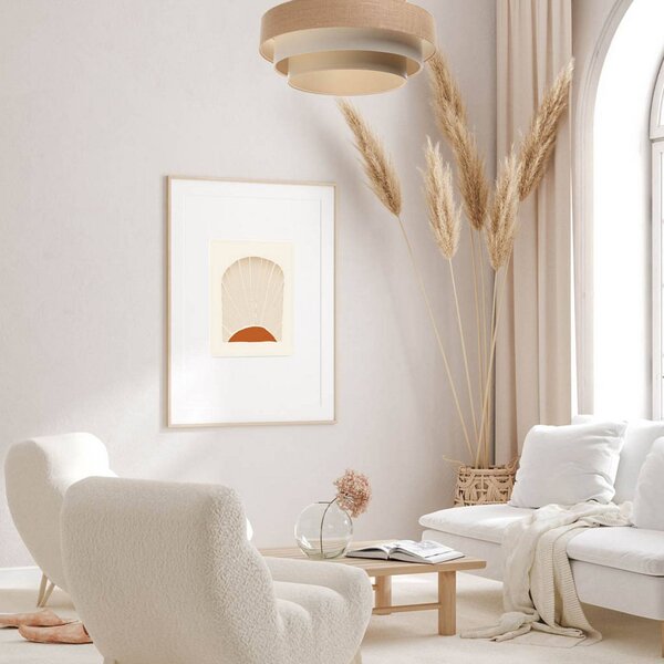 Maco Design Závěsné svítidlo Boho, krémová/béžová, Ø 60 cm, výška 20 juta, stmívatelný, Krémová / jantar, Obývací pokoj / jídelna, Textil / tkanina / hedvábí