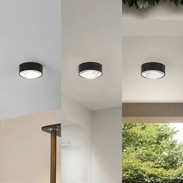 Lindby LED bodové svítidlo Siaka, černé, kovové, Ø 5 cm, IP65, Černá, Koupelna, Hliník, Moderní