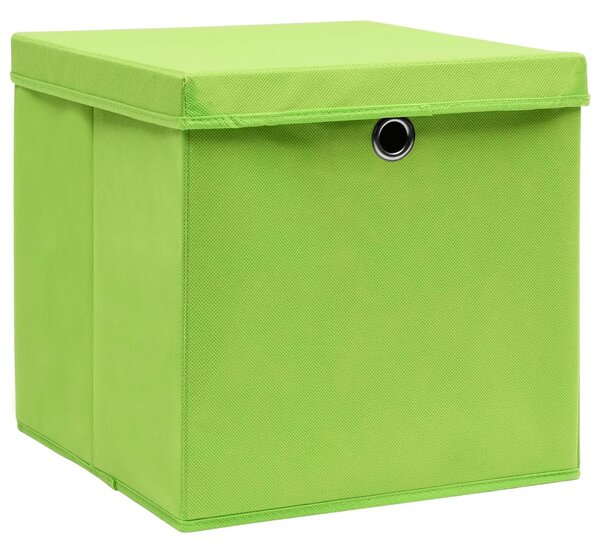 Úložné boxy s víky 10 ks 28 x 28 x 28 cm zelené