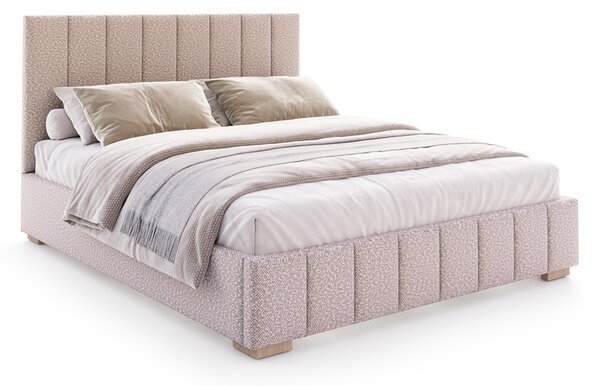 Čalouněná postel AUSTIN 90x200cm Růžová Boucle s úložným prostorem kovový rošt