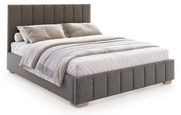 Čalouněná postel AUSTIN 90x200cm Tmavě šedá Boucle s úložným prostorem kovový rošt