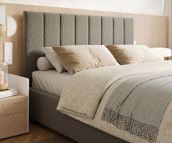 Čalouněná postel AUSTIN 90x200cm Tmavě šedá Boucle s úložným prostorem kovový rošt