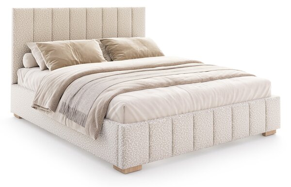 Čalouněná postel AUSTIN 90x200cm Béžová Boucle s úložným prostorem kovový rošt