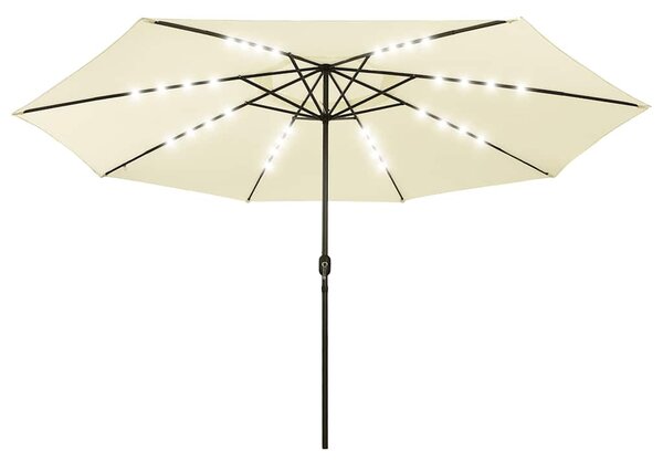 Zahradní slunečník s LED osvětlením 400 cm pískový
