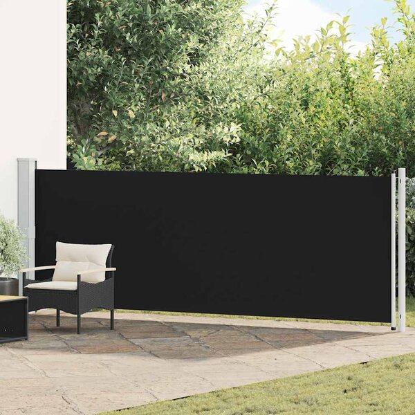 Zatahovací boční markýza / zástěna 140 x 600 cm černá