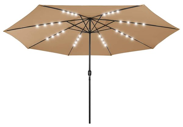 Zahradní slunečník s LED osvětlením 400 cm taupe