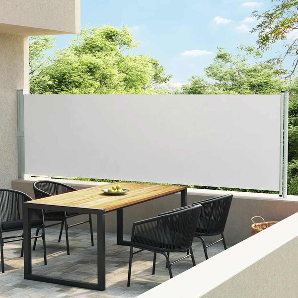 Zatahovací boční markýza / zástěna 140 x 600 cm krémová