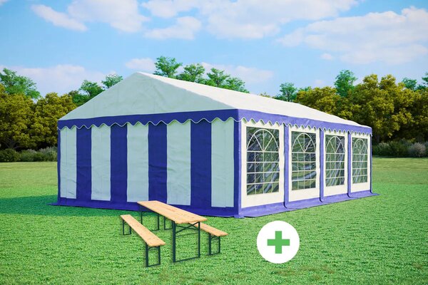 Párty stan 5x8m PREMIUM SET - stan + pivní sety barva Zeleno-bílá