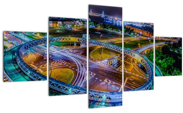 Obraz - panorama nočního města (125x70 cm)