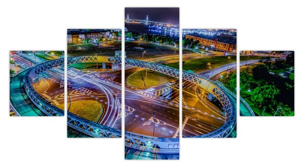 Obraz - panorama nočního města (125x70 cm)