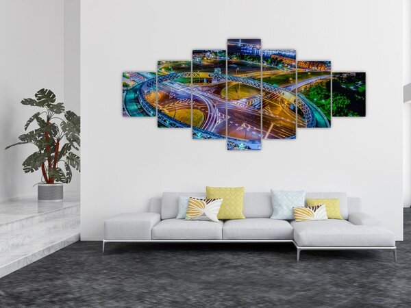 Obraz - panorama nočního města (210x100 cm)