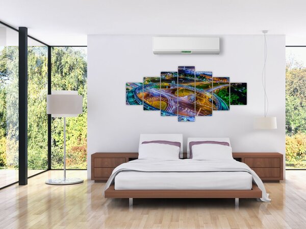 Obraz - panorama nočního města (210x100 cm)