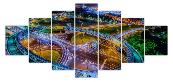 Obraz - panorama nočního města (210x100 cm)