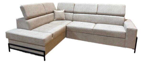 Rozkládací rohová sedačka OMAN L 270x212cm – rozklad a úložný prostor levý roh béžová - Cloud 03