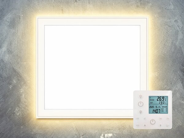 Stropní Infrapanel CEILING LED 370W | Výhřevnost 6.5 m2 | 65x63 cm | LED světlo | Bezdrátový termostat