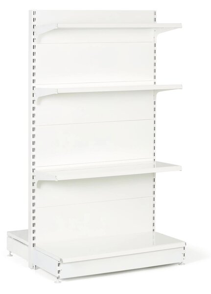 Prodejní regál oboustranný, plné stěny, 1600 x 1000 x 900 mm, základní, bílá